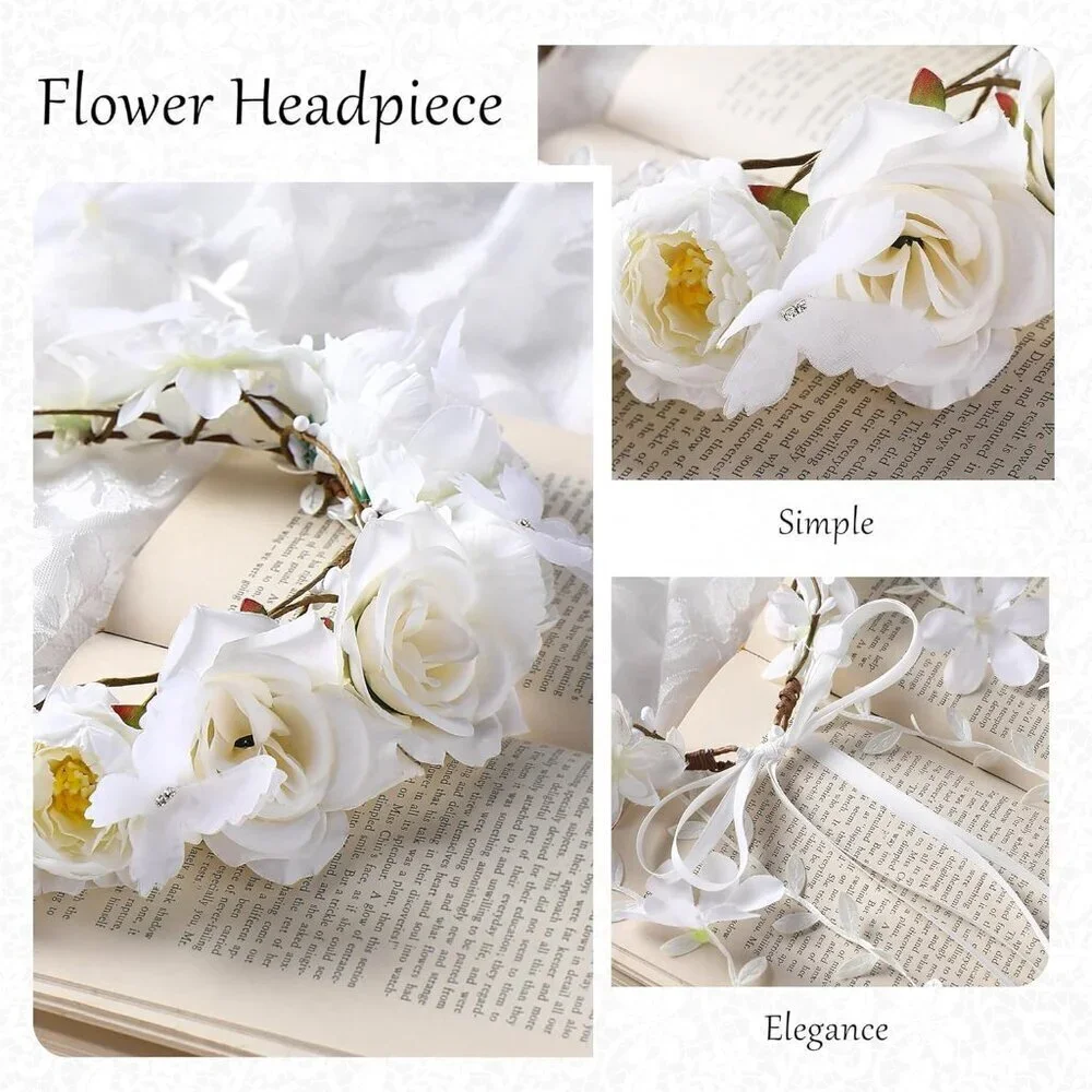 Women Flower Headpiece Fairy Floral Crown Renaissance Cosplay Wedding